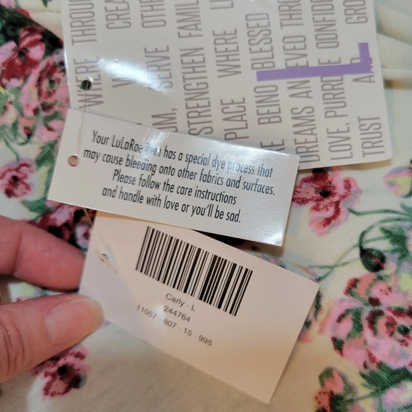 LuLaRoe: Carly Womens L Tee T-shirt Swing Dress Short Sleeve High-Low Hem Floral - Picture 9 of 9